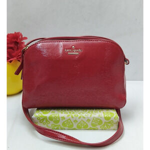 Kate Spade New York Red Patent Leather Zipper Closure Crossbody Bag